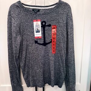 Nautica Women’s Anchor Intarsia Sweater Size M NWT Navy Blue
